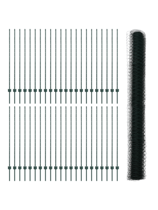 Zahradní sloupky 11 ks u-channel zelená 140 cm ocel