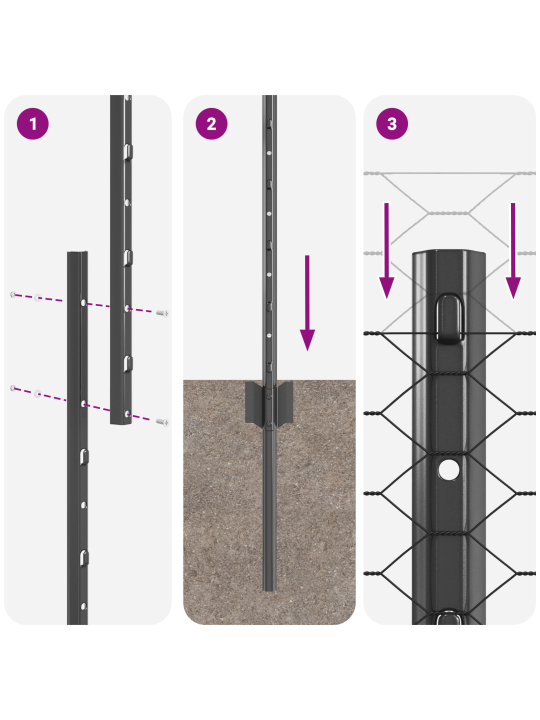 Plotové sloupky 10 ks u-kanál šedé 120 cm ocel