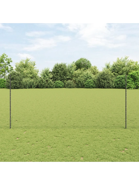 Zahradní sloupky 22 ks u-channel šedá 140 cm ocel, hexagonální plot šedý 1,4x25 m ocel