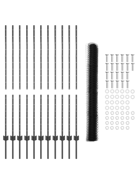 Plotové sloupky 22 ks u-channel šedá 140 cm ocel