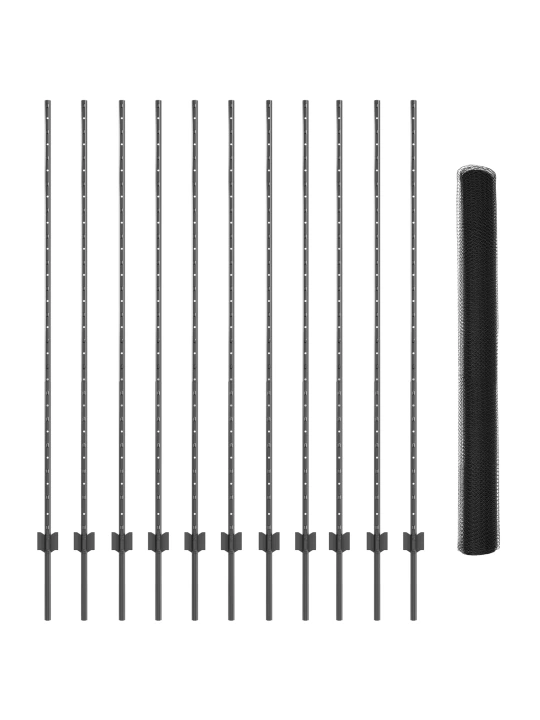 Plotové sloupky 22 ks u-kanál šedé 160 cm ocel