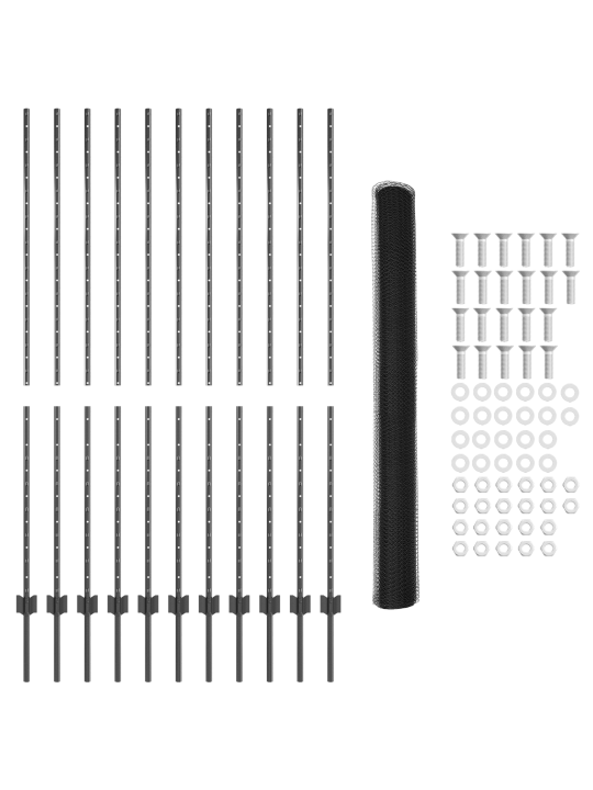 Plotové sloupky 22 ks u-kanál šedé 160 cm ocel