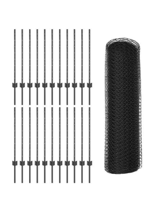 Sloupky plotu 11 ks u-channel šedé 80 cm ocel