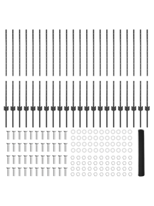 Sloupky plotu 22 ks u-channel šedé 100 cm ocel