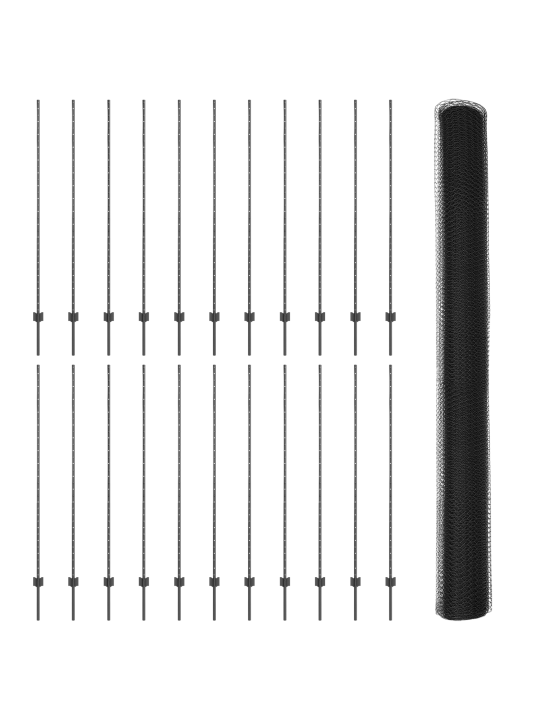 Plotové sloupky 22 ks u-channel šedá 150 cm ocel