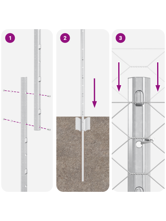 Plotové sloupky 22 ks u-channel 150 cm galvanizovaná ocel