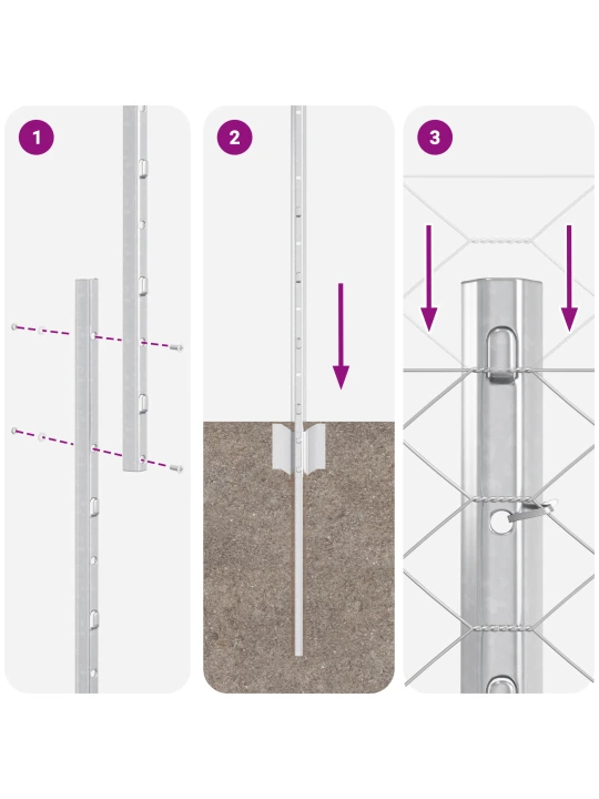 Plotové sloupky 22 ks u-channel 150 cm galvanizovaná ocel
