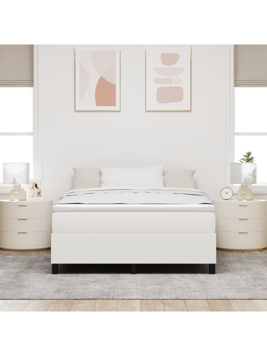 Box spring postel krémová 140x200 cm zamatová tkanina