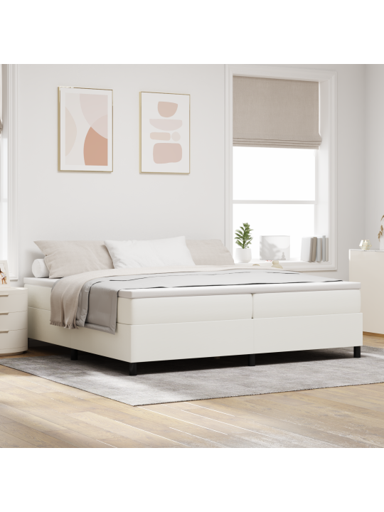Box spring postel krémová 200x200 cm manšestr