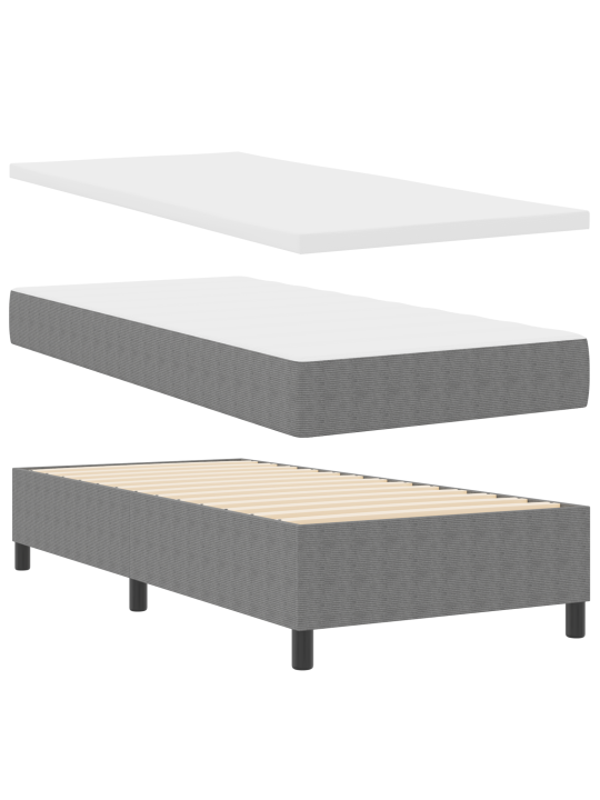Box spring bed s matrací světle šedý 90x200 cm kordurová tkanina