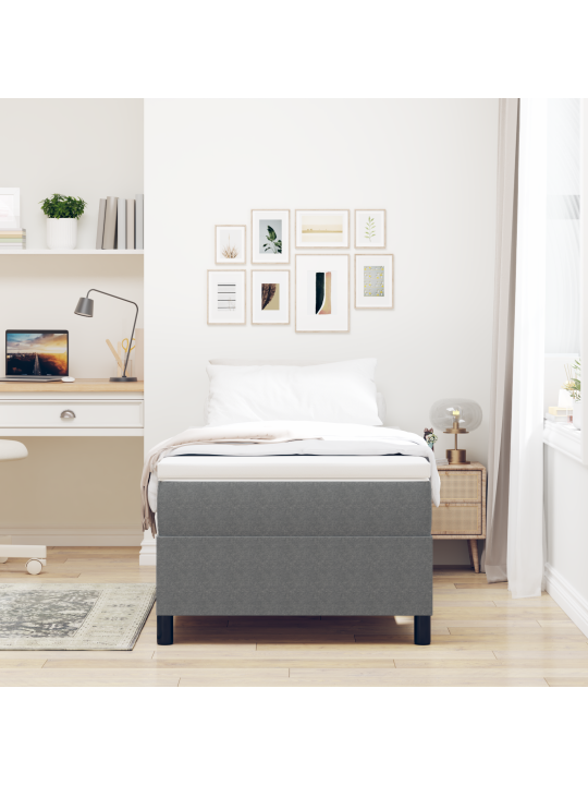 Box spring bed s matrací světle šedý 90x200 cm kordurová tkanina