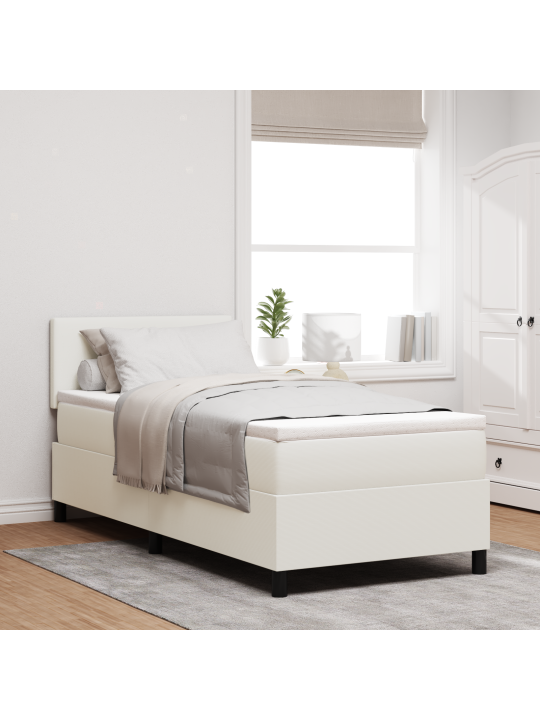 Box spring postel s matrací krémová 90x200 cm kordurová látka