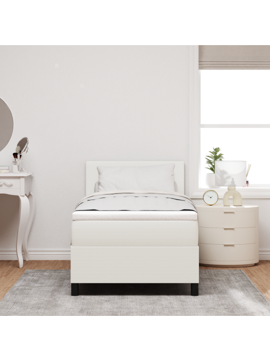 Box spring postel s matrací krémová 90x200 cm kordurová látka
