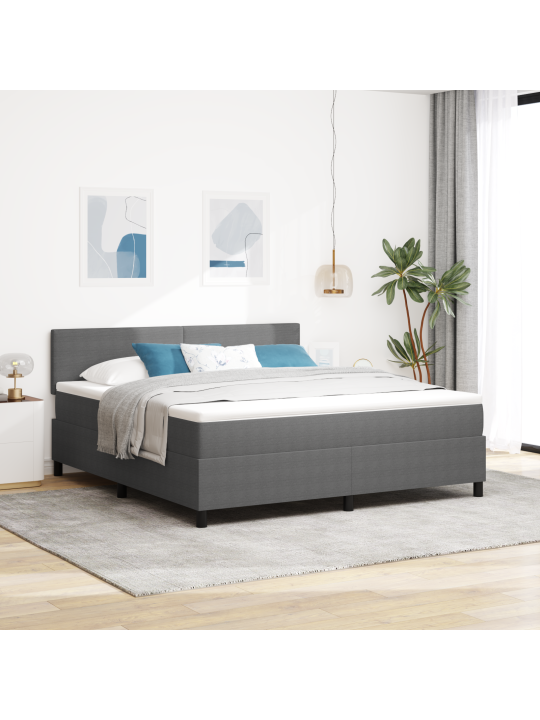 Box spring postel s matrací šedá super king kordurová tkanina