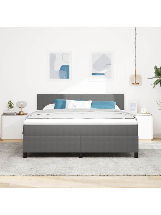 Box spring postel s matrací šedá super king kordurová tkanina