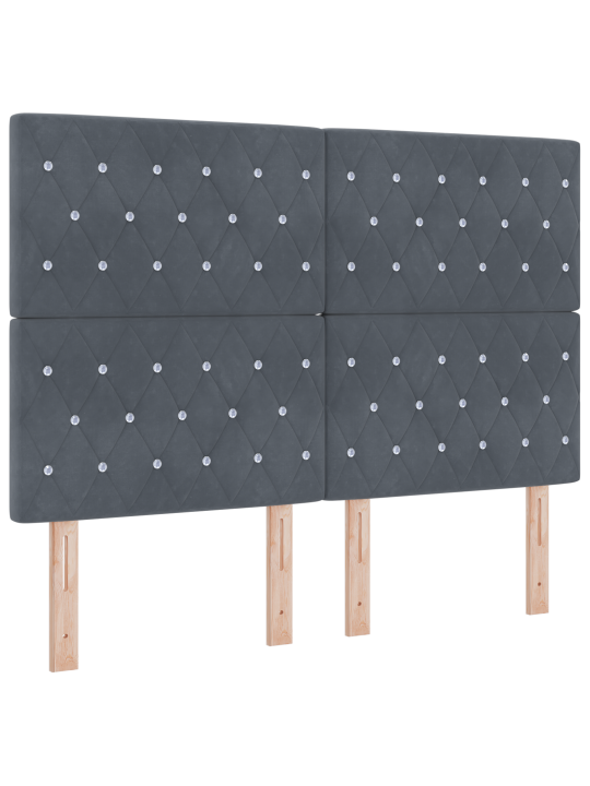 Čelo postele s krystalovými knoflíky tmavě šedé 140 cm samet