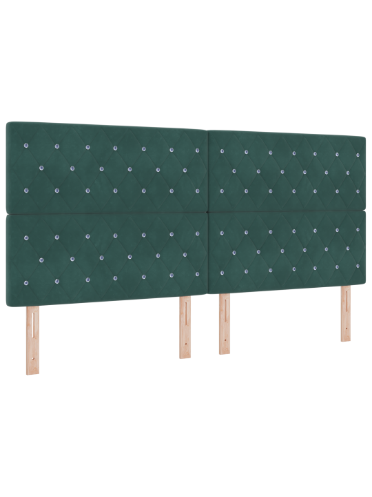 Čelo postele s krystalovými knoflíky, diamantově prošívané, tmavě zelené, 200 cm, sametové