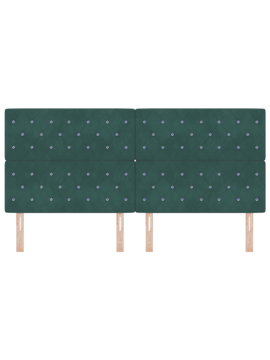 Čelo postele s krystalovými knoflíky, diamantově prošívané, tmavě zelené, 200 cm, sametové