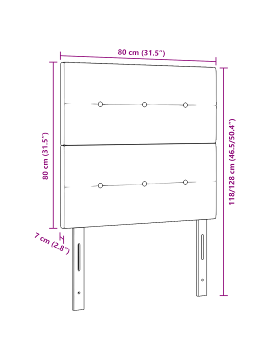 Hlava postele s knoflíkovým prošíváním černá 80 cm textilie