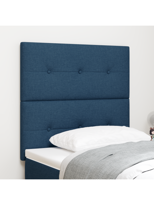 Čalouněné čelo postele s knoflíky modré 100 cm látka