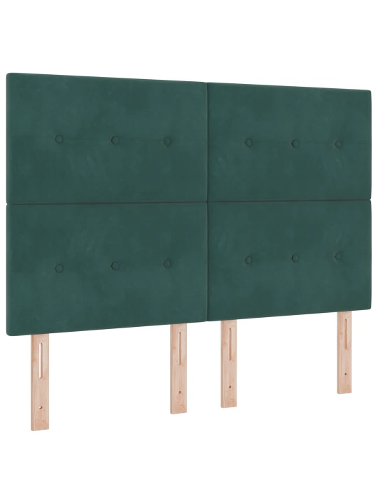 Čelo postele s knoflíkovým prošíváním tmavě zelené 140 cm samet