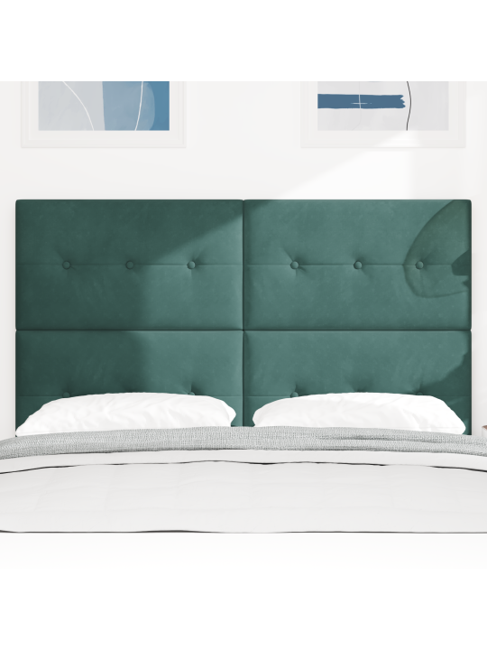 Čelo postele s knoflíkovým prošíváním tmavě zelené 140 cm samet
