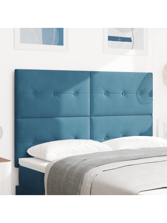Čelo postele s knoflíkovým prošíváním tmavě modré 160 cm samet