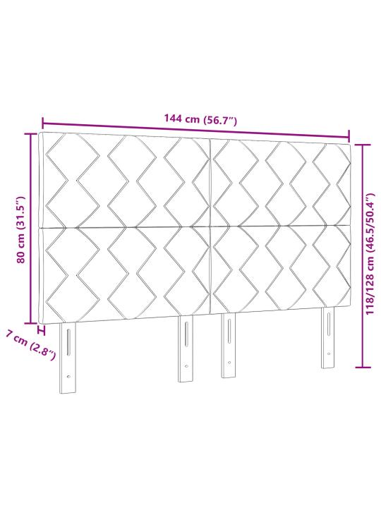 Čelo postele design diamantových bloků černé 140 cm čalouněné