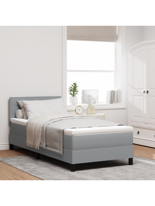 Box spring postel s matrací světle šedá 90x190 cm textil