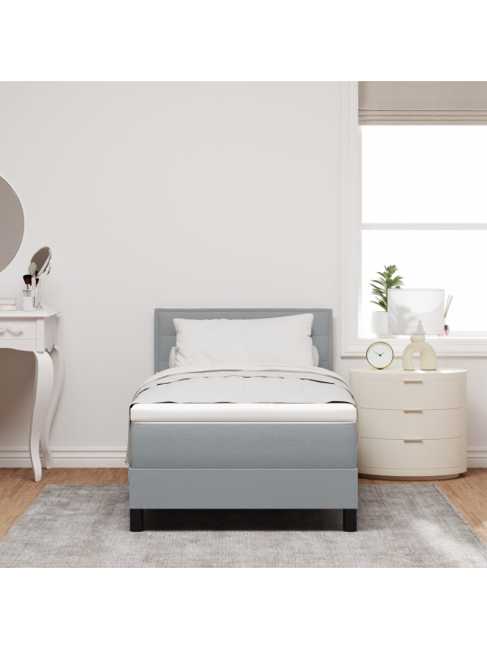 Box spring postel s matrací světle šedá 90x190 cm textil