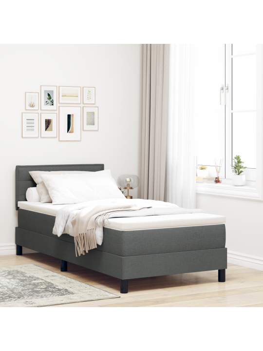 Box spring postel s matracemi tmavě šedá 90x200 cm textil