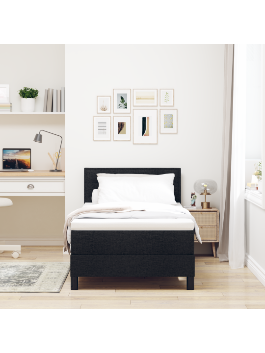 Box spring postel s matrací černá 90x200 cm textil