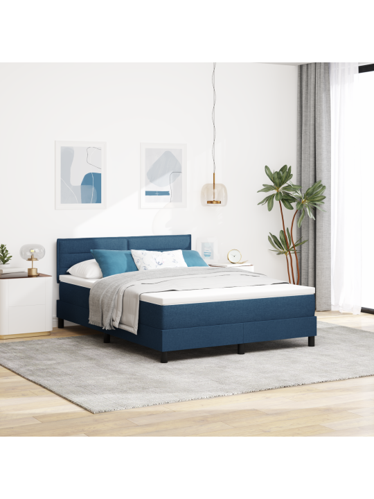 Box spring bed s matrací modrá 140x190 cm tkanina