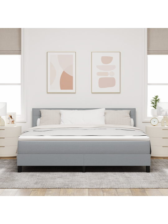 Základna postele s matrací světle šedá 180x200 cm tkanina