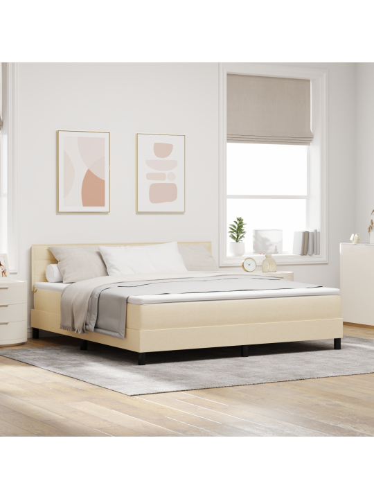 Box spring bed s matrací krémová 180x200 cm tkanina