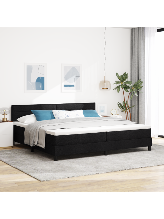 Box spring postel s matrací černá 200x200 cm textil