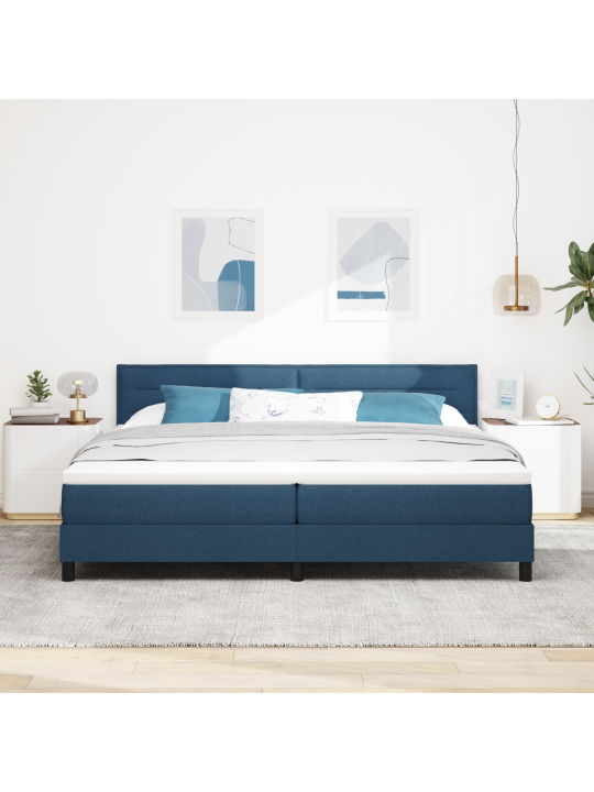 Box spring postel s matrací modrá 200x200 cm tkanina