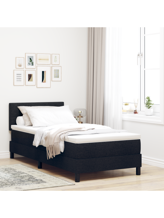 Box spring postel s matrací černá 90x190 cm textil