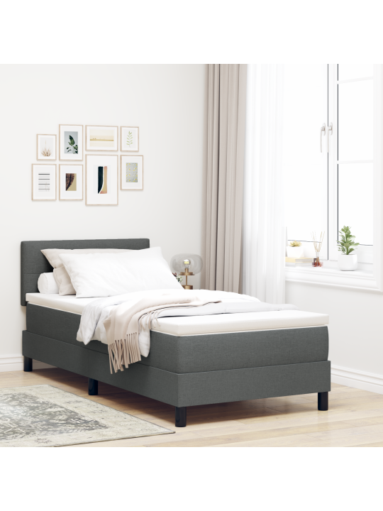 Box spring bed s matrací tmavě šedý 90x200 cm tkanina