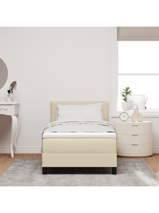 Box spring postel s matrací krémová 90x200 cm textil