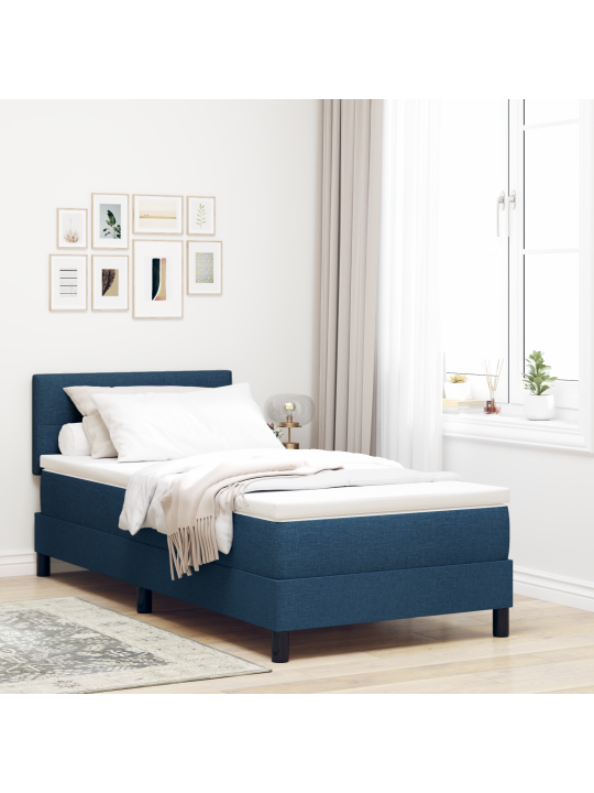 Box spring postel s matrací modrá 100x200 cm tkanina
