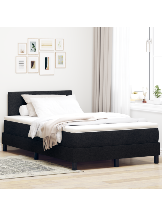 Box spring postel s matrací černá 120x200 cm tkanina