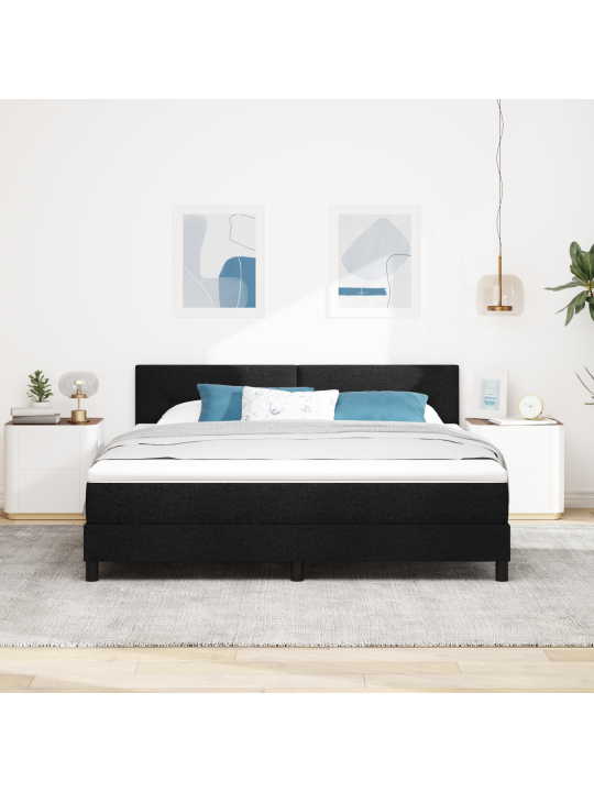 Box spring postel s matrací černá 180x200 cm tkanina