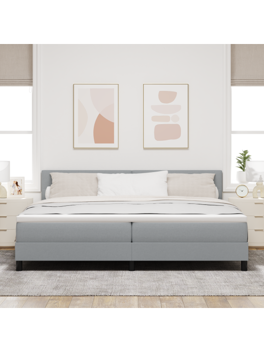 Box spring postel s matrací světle šedá 200x200 cm tkanina