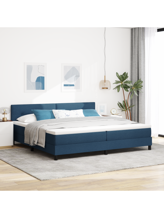 Výklopná postel s matrací modrá 200x200 cm z látky