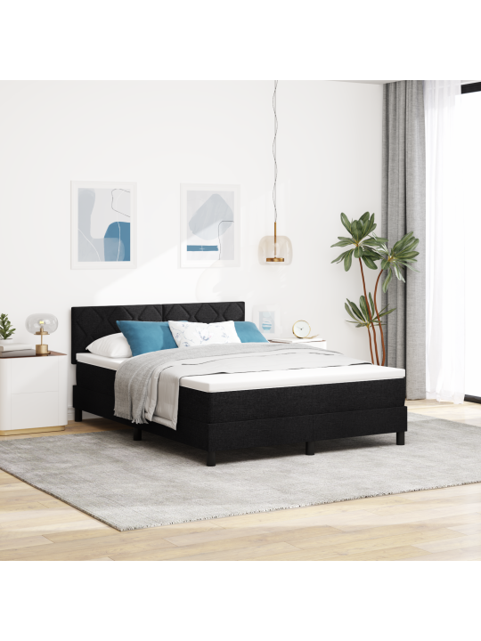 Box spring postel s matrací černá 140x190 cm textil