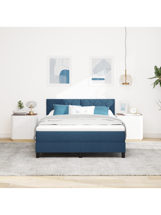 Box spring postel s matrací modrá 140x190 cm tkanina