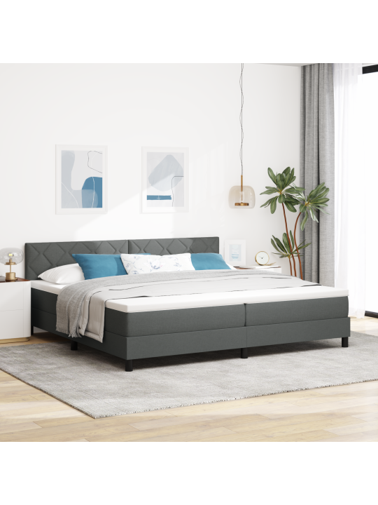Základní postel s matrací tmavě šedá 200x200 cm textilie