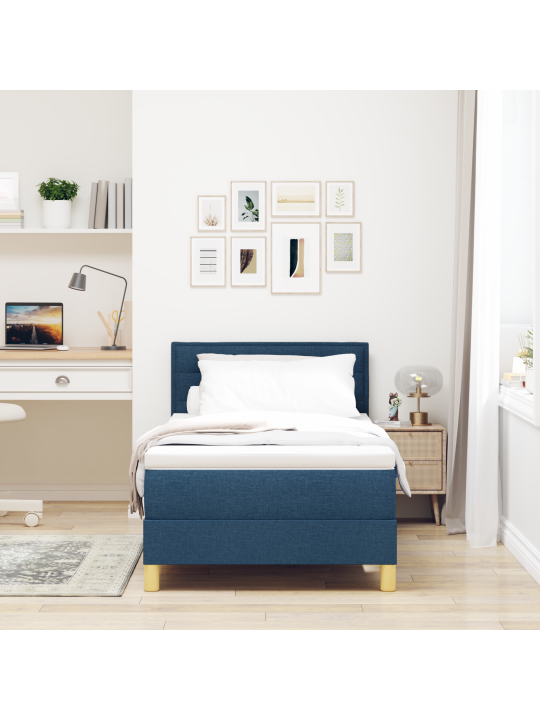 Box spring bed s matrací modrá 80x200 cm tkanina