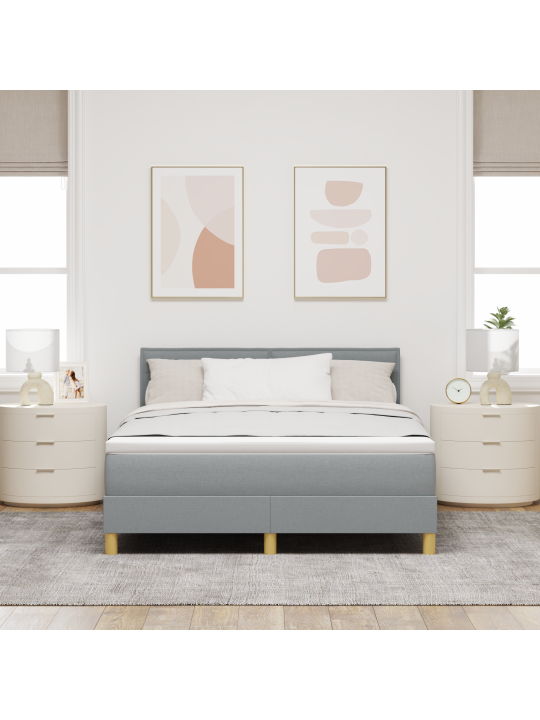Základní postel s matrací světle šedá 160x200 cm tkanina